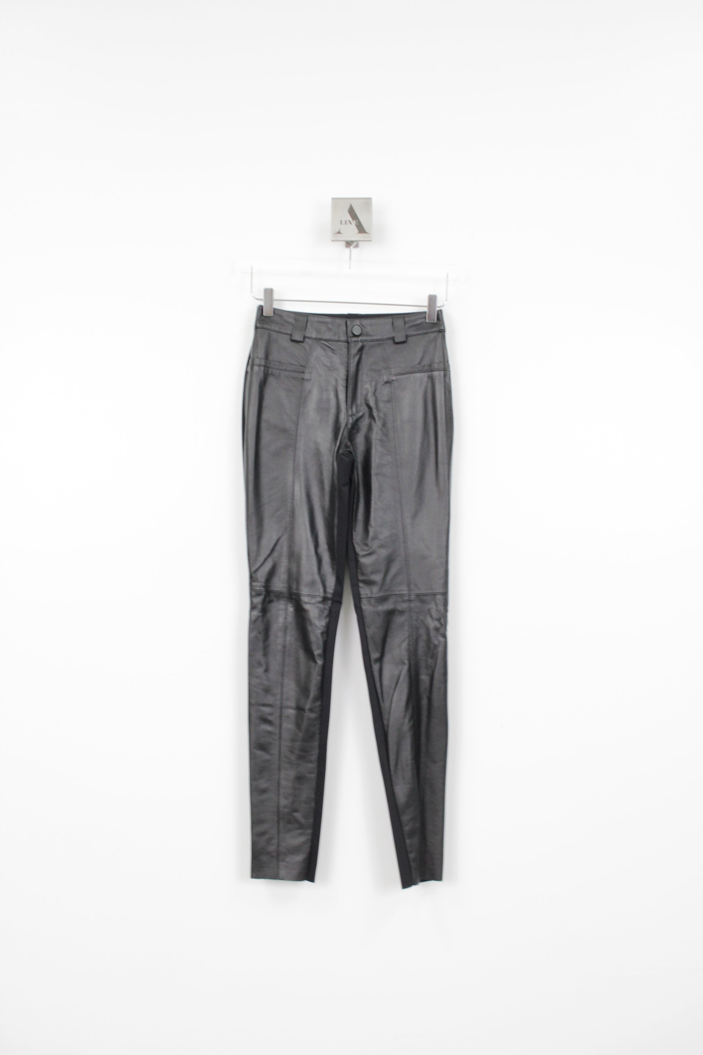 Classic Skinny Pants Mesh & Leather -no zip